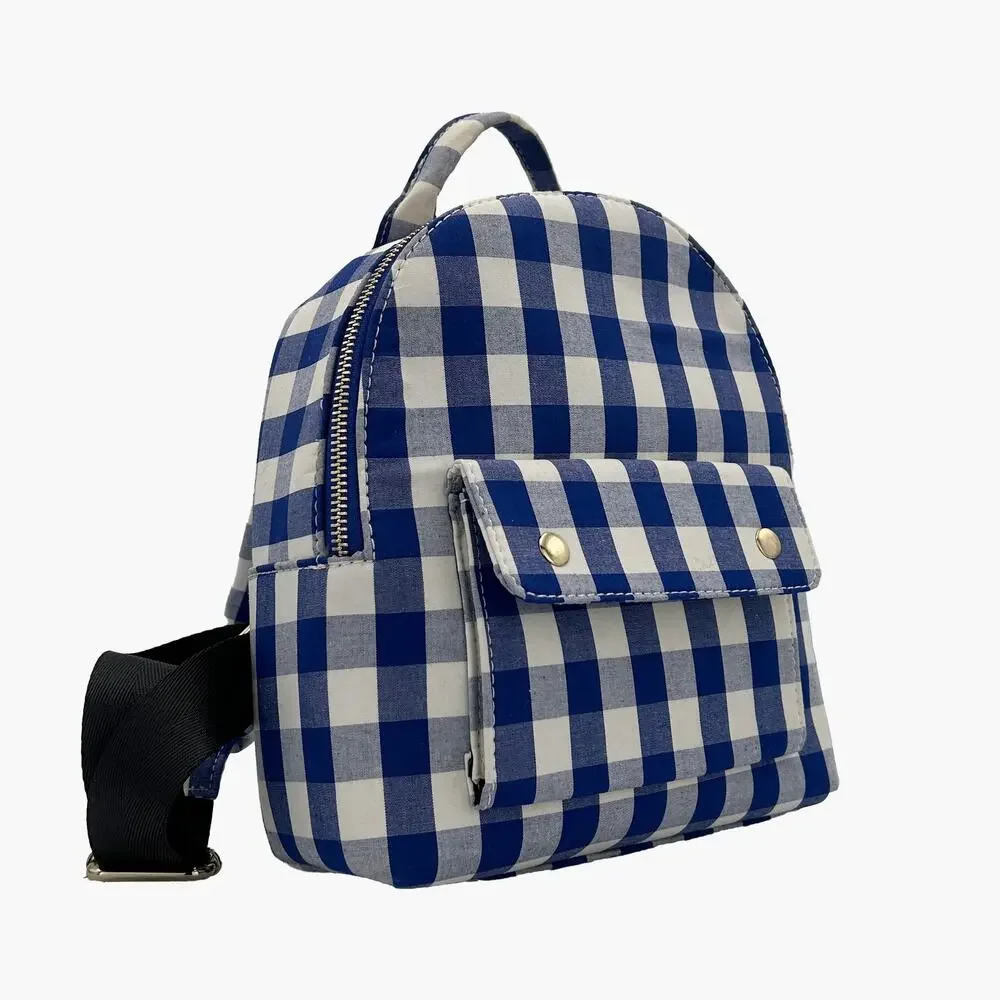 NWOT SKINNY DIP Plaid Mini Backpack (Blue/White)